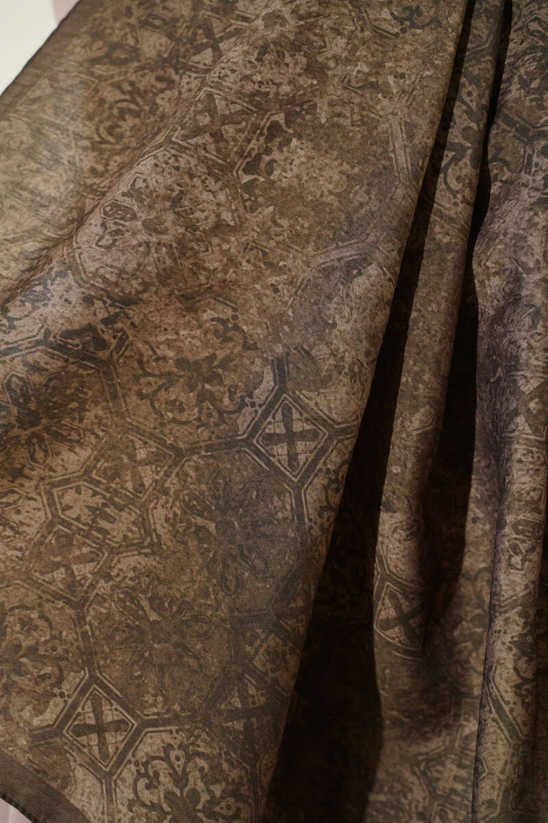 Batik Motifli Modal Şal Çağla Yeşili
