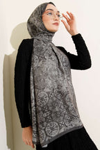 Batik Motifli Modal Şal Gri