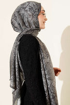 Batik Motifli Modal Şal Gri