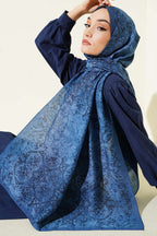 Batik Motifli Modal Şal İndigo
