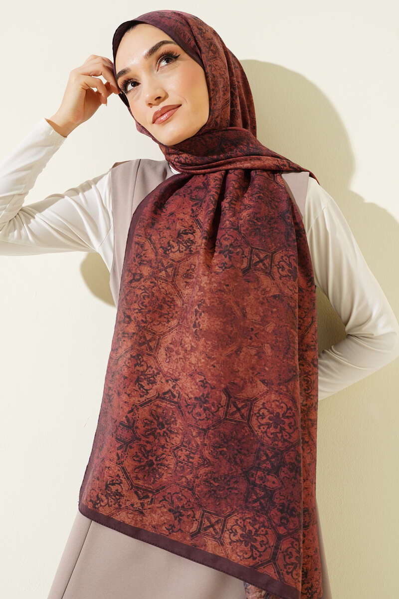 Batik Motifli Modal Şal Kiremit