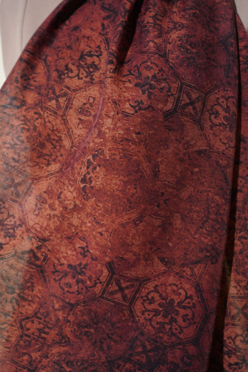 Batik Motifli Modal Şal Kiremit