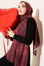 Batik Motifli Modal Şal Kırmızı
