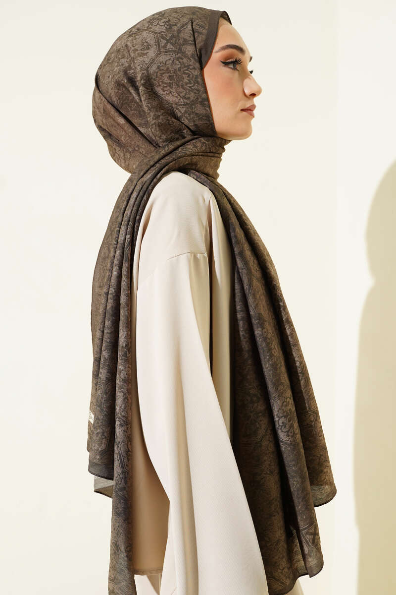 Batik Motifli Modal Şal Yeşil
