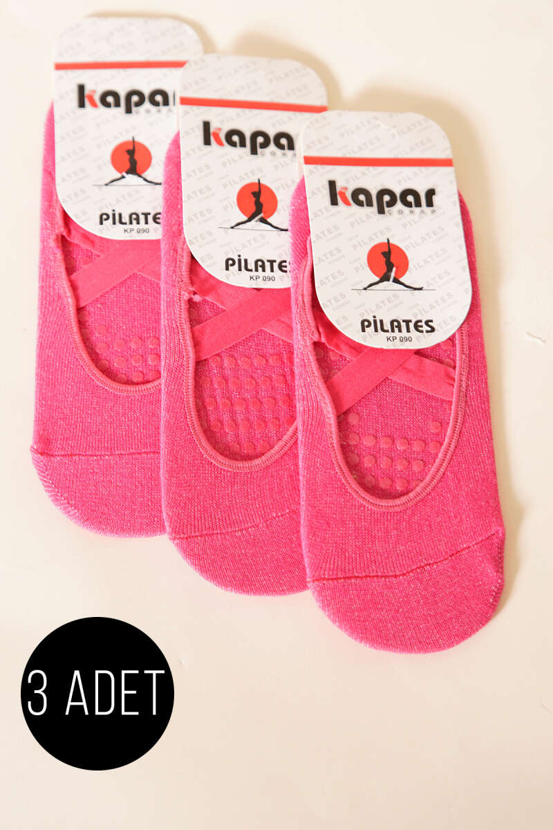 Bayan 3'lü Pilates Çorap Fuşya