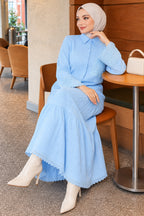 Crinkle Skirt Double Set with Pocket and Wrist Brodge