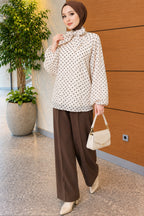 Chiffon Tunic with Polka Dot Collar Ties