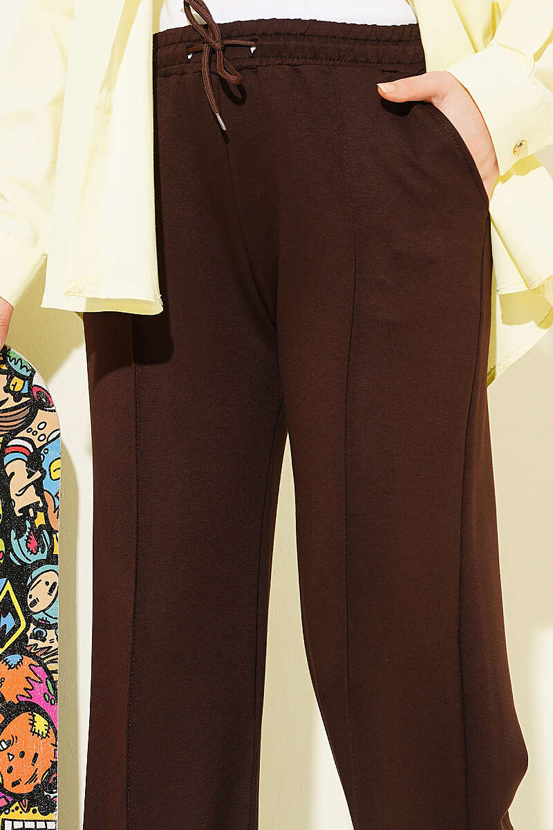 Bel Bağcıklı Çımalı Pantolon