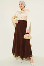 Bel Büzgülü Şifon Etek