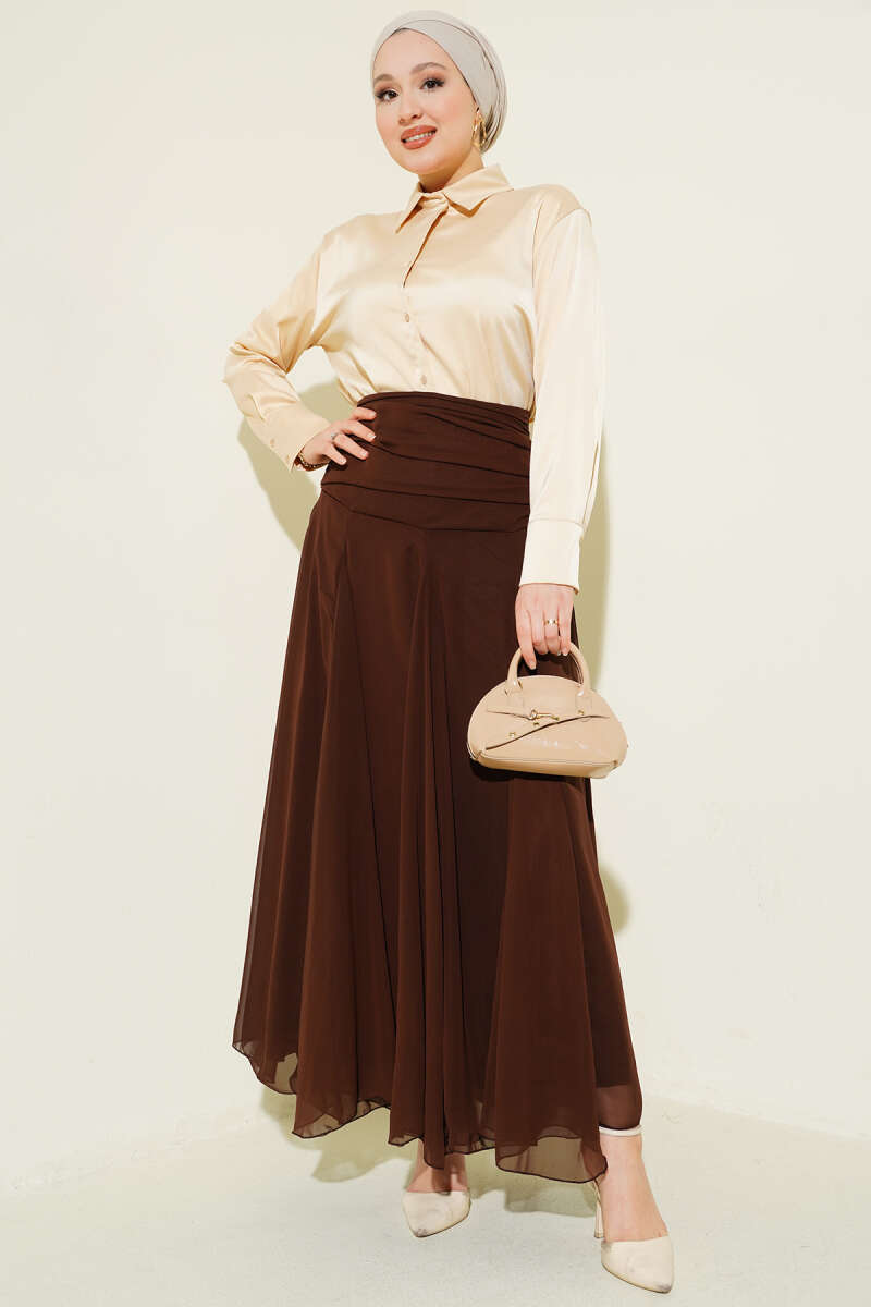 Bel Büzgülü Şifon Etek