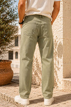 Bel Düğmeli Gabardin Baggy Erkek Pantolon Haki
