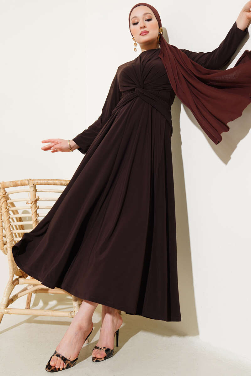 Bel Düğümlü Sandy Elbise