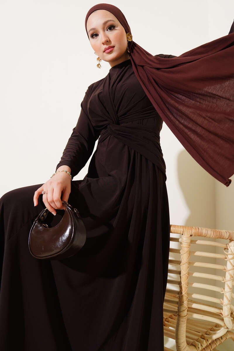 Bel Düğümlü Sandy Elbise