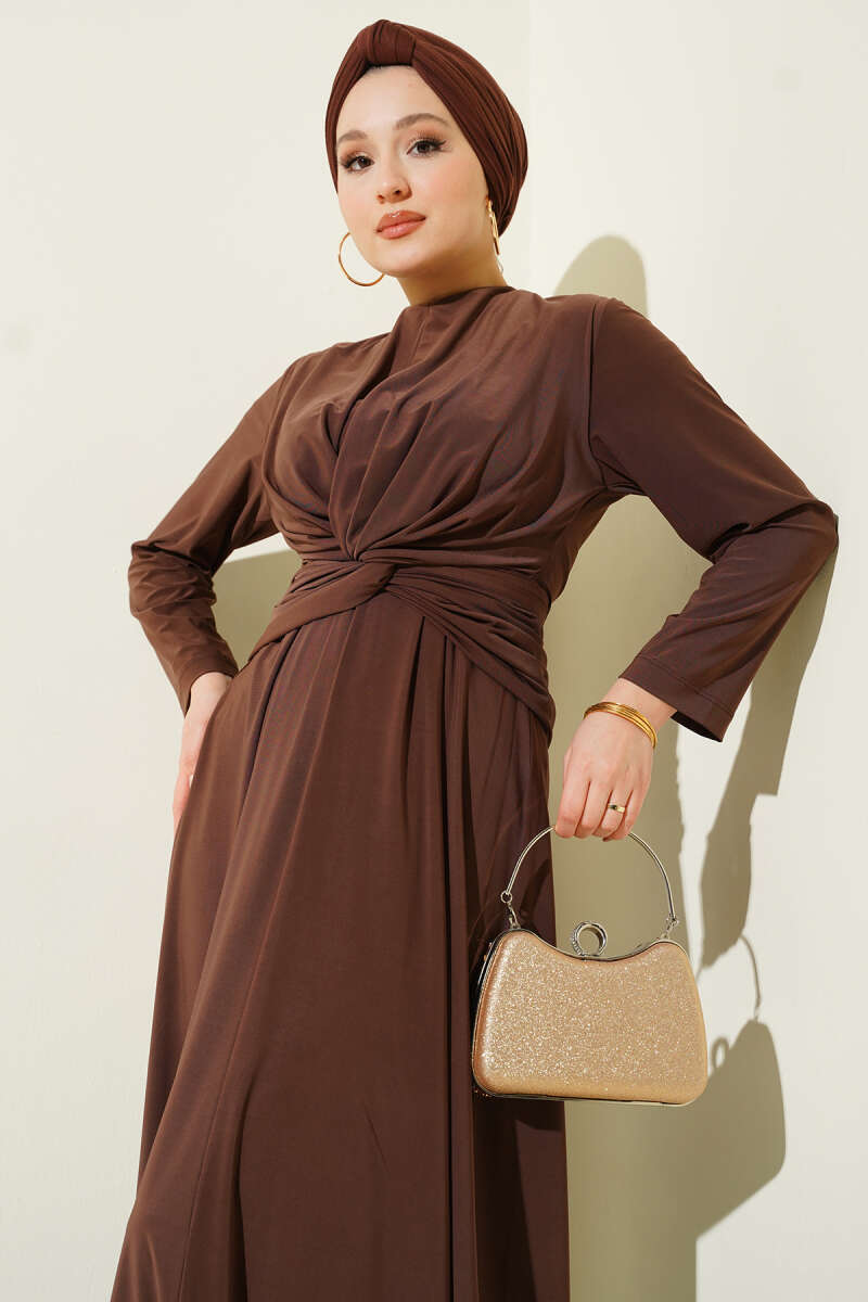Bel Düğümlü Sandy Elbise