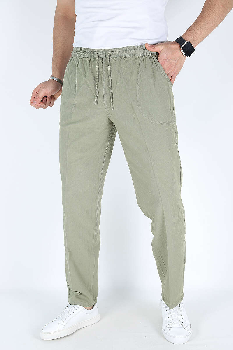Bel Kuşaklı Erkek Jogger Pantolon Çağla Yeşili