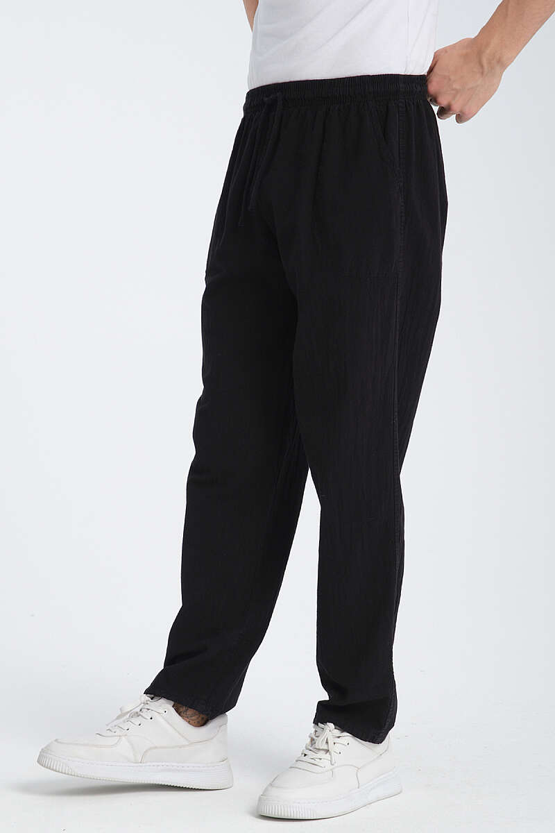 Bel Kuşaklı Erkek Jogger Pantolon Siyah