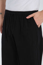 Bel Kuşaklı Erkek Jogger Pantolon Siyah