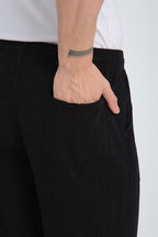 Bel Kuşaklı Erkek Jogger Pantolon Siyah