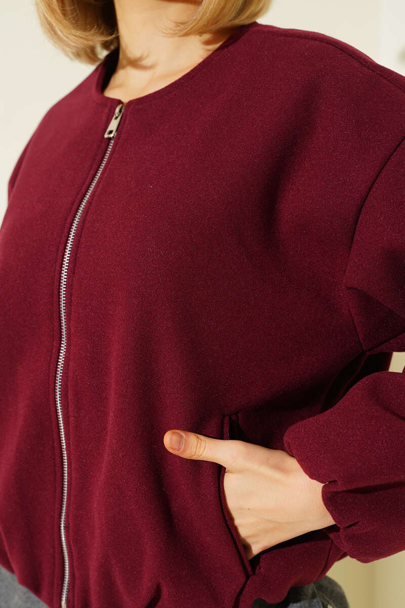 Bel Lastik Detaylı Kaşe Ceket