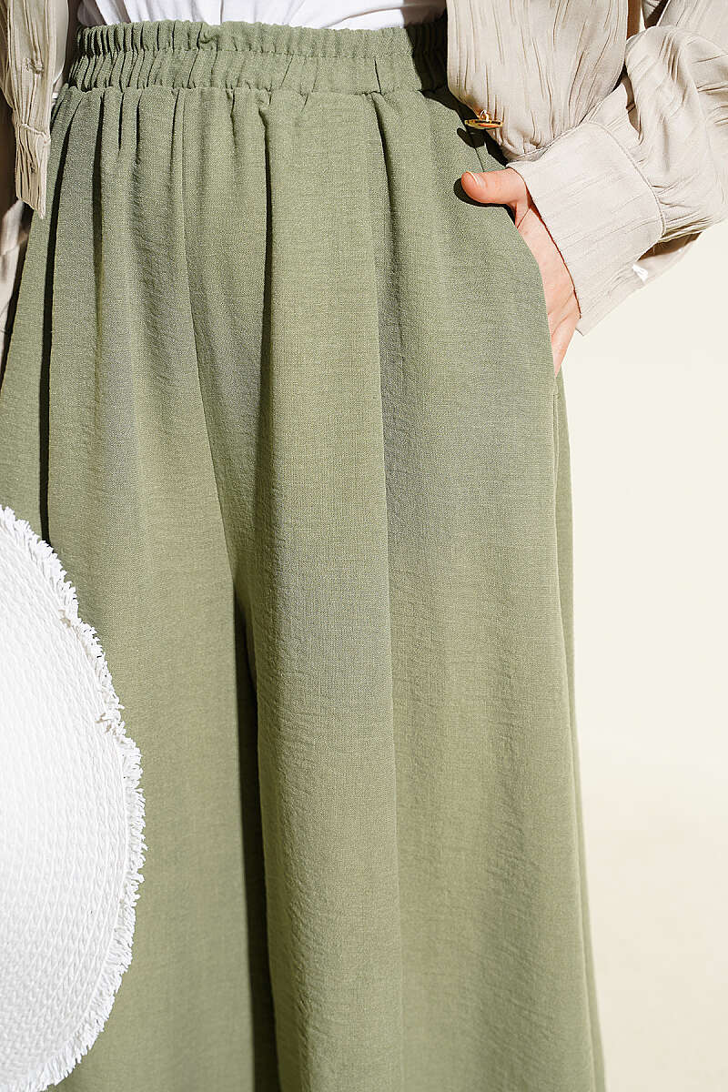 Bel Lastikli Basic Pantolon Etek Çağla Yeşili