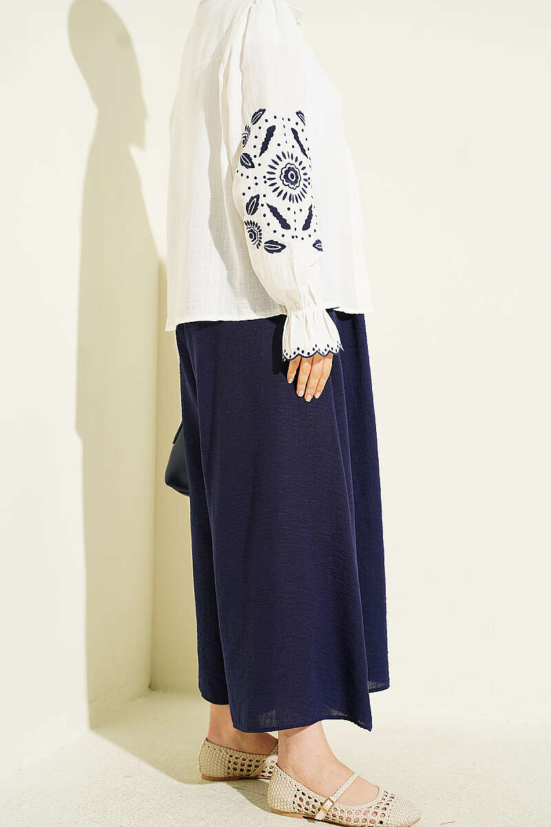 Bel Lastikli Basic Pantolon Etek Lacivert