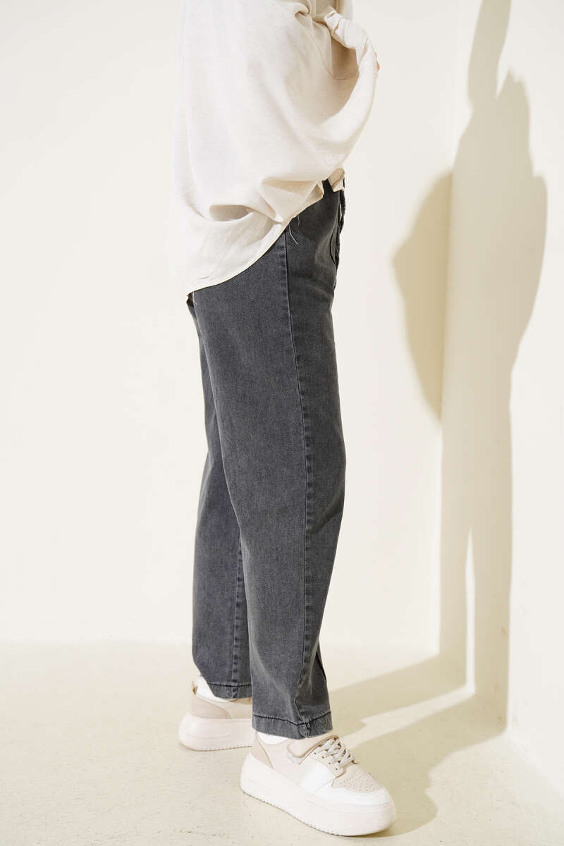 Bel Lastikli Çımalı Kot Pantolon