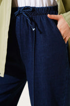 Bel Lastikli Çımalı Kot Pantolon