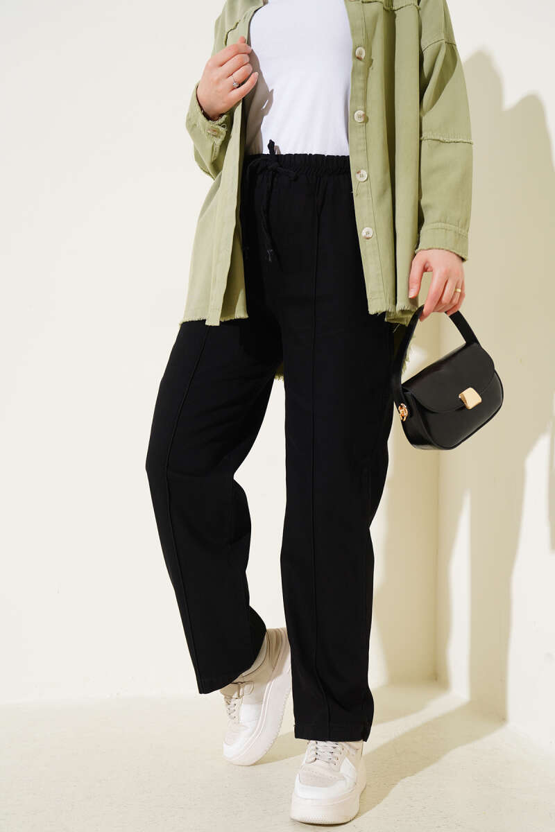 Bel Lastikli Çımalı Kot Pantolon