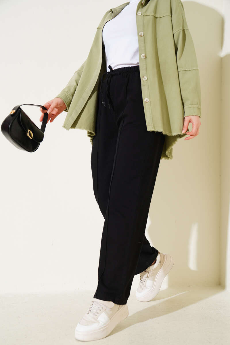 Bel Lastikli Çımalı Kot Pantolon