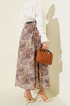 Bel Lastikli Desenli Kemerli Etek