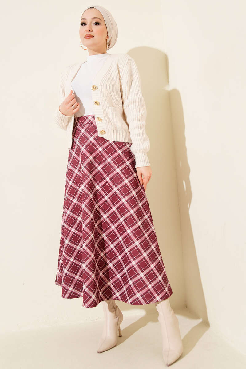 Waist Elasticated Plaid Scuba Skirt Второстепенное изображение товара