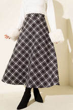 Bel Lastikli Ekoseli Scuba Etek