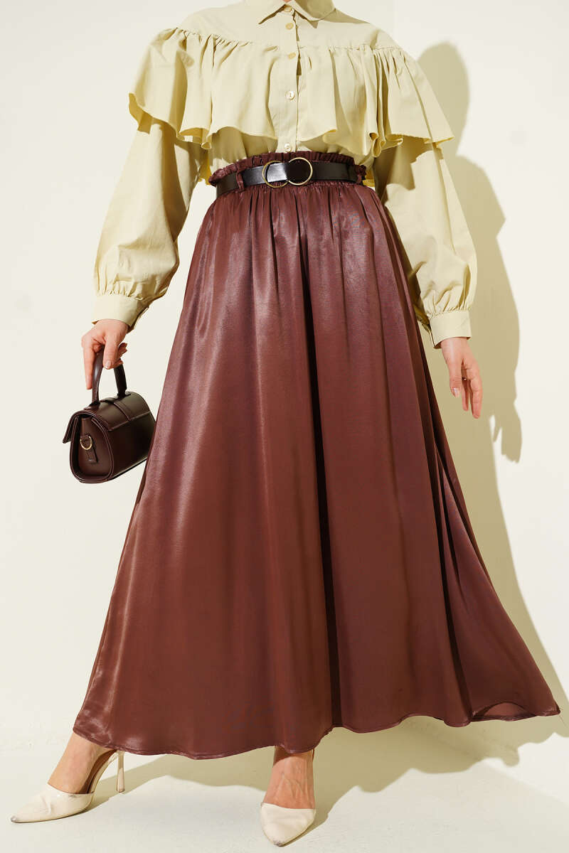 Bel Lastikli Kemerli Saten Etek Главное изображение товара