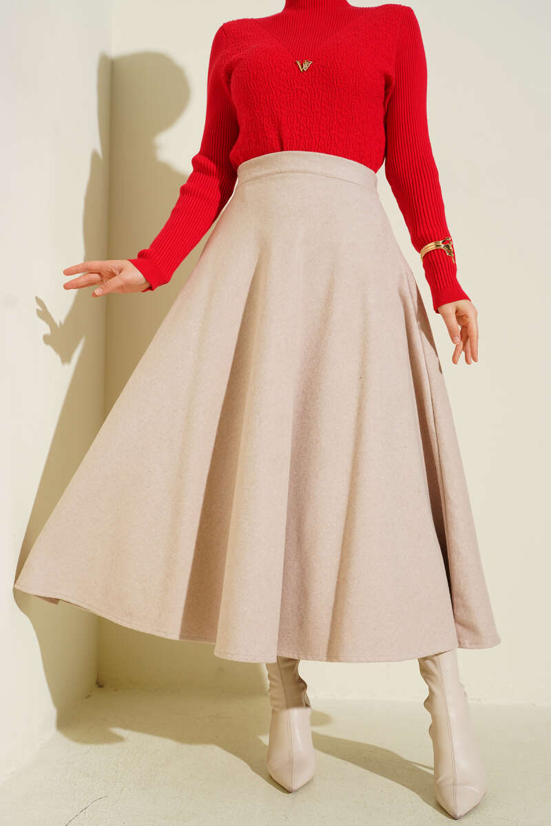 Bel Lastikli Kloş Kaşe Etek Главное изображение товара