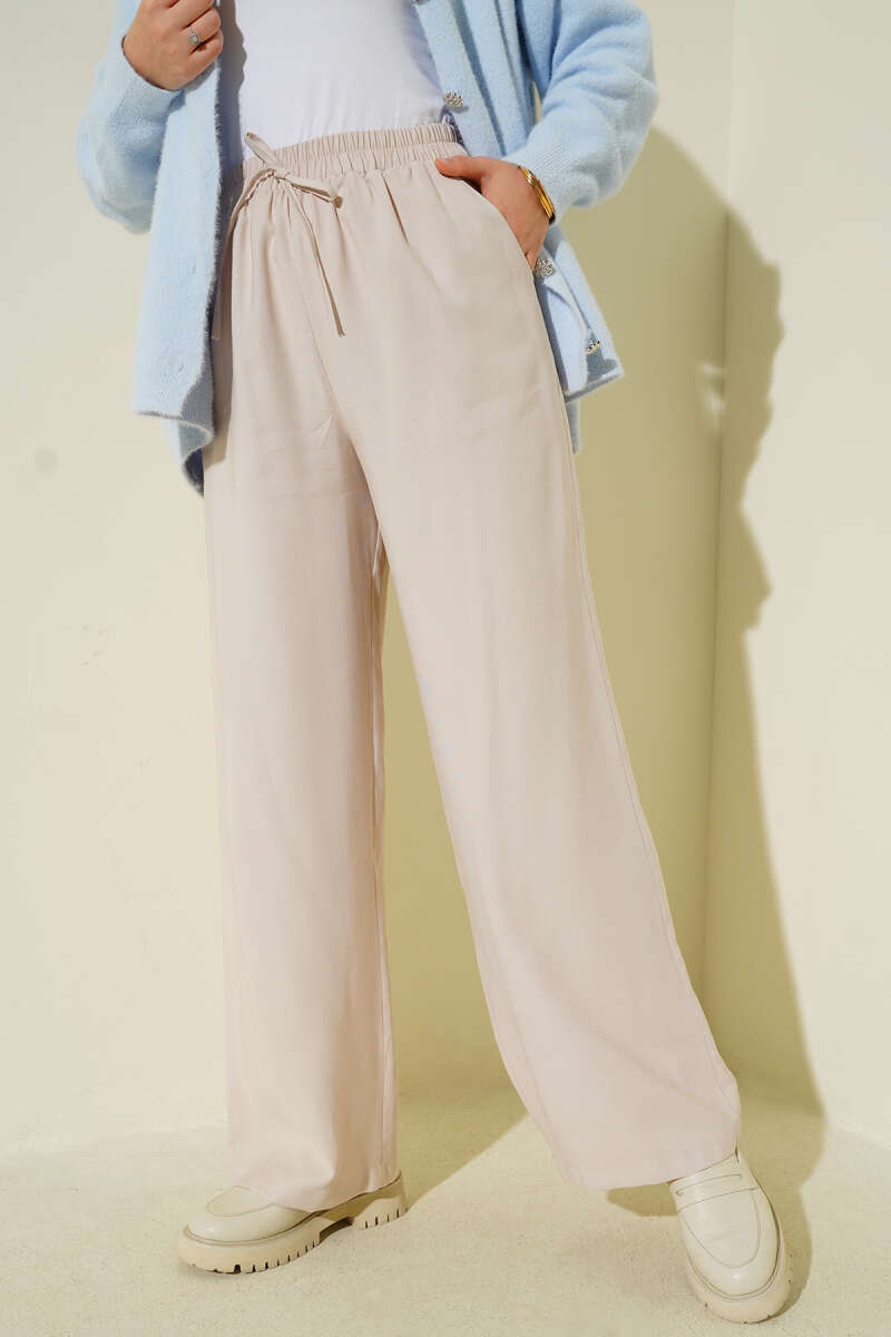 Bel Lastikli Tencel Pantolon