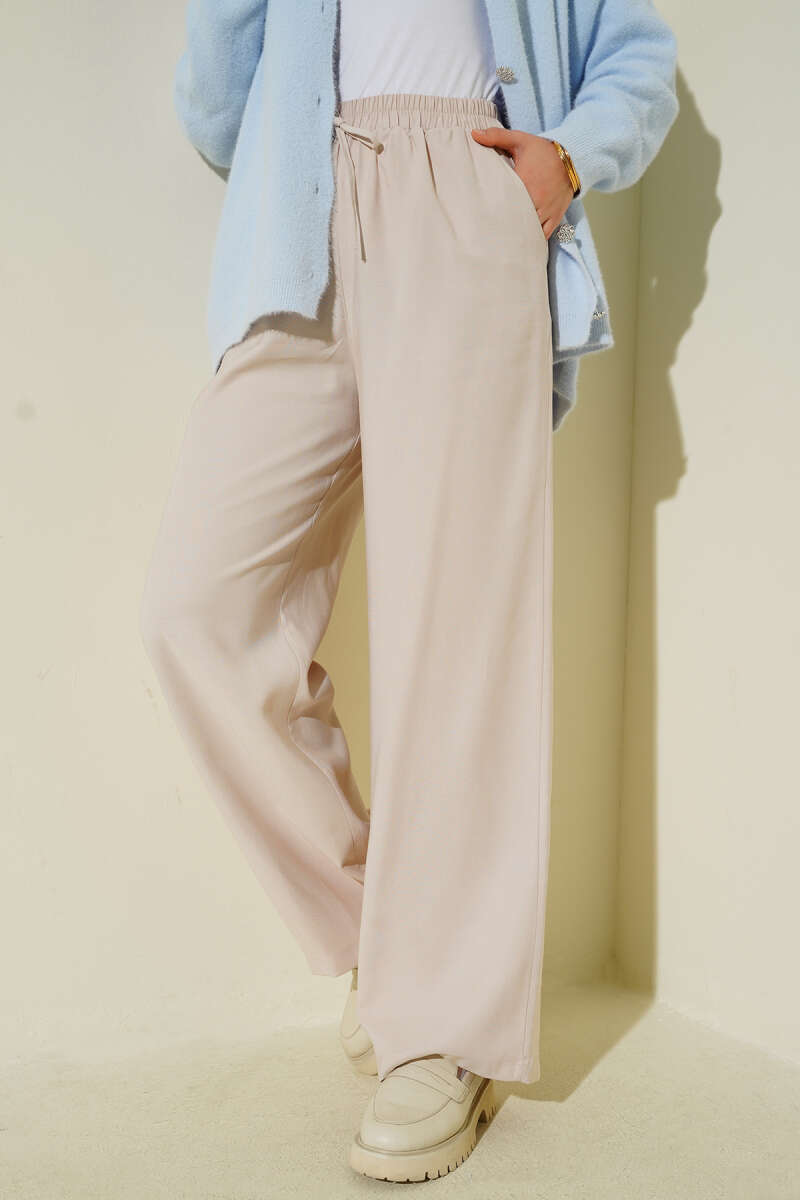 Bel Lastikli Tencel Pantolon