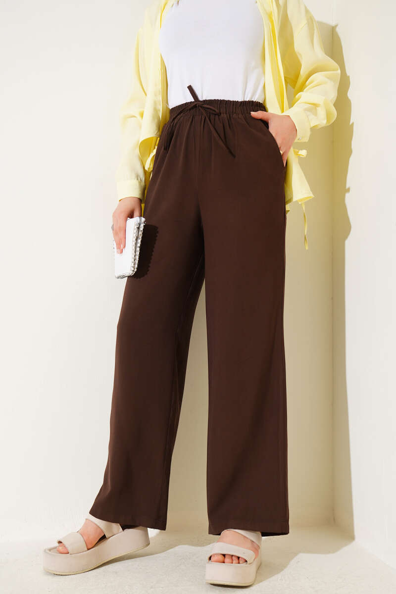 Bel Lastikli Tencel Pantolon