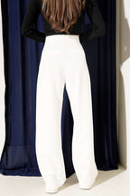 Wide Leg Trousers with Waist Collar
