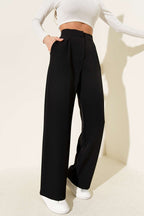 Wide Leg Trousers with Waist Collar