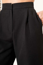 Wide Leg Trousers with Waist Collar
