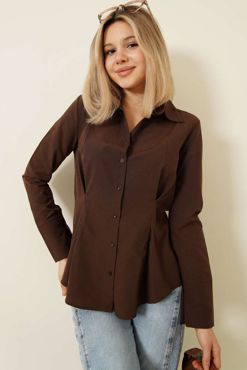 Bel Pileli Kısa Gömlek