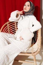 Waist Tunnel Embossed Pattern Vest Double Set