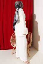Waist Tunnel Embossed Pattern Vest Double Set