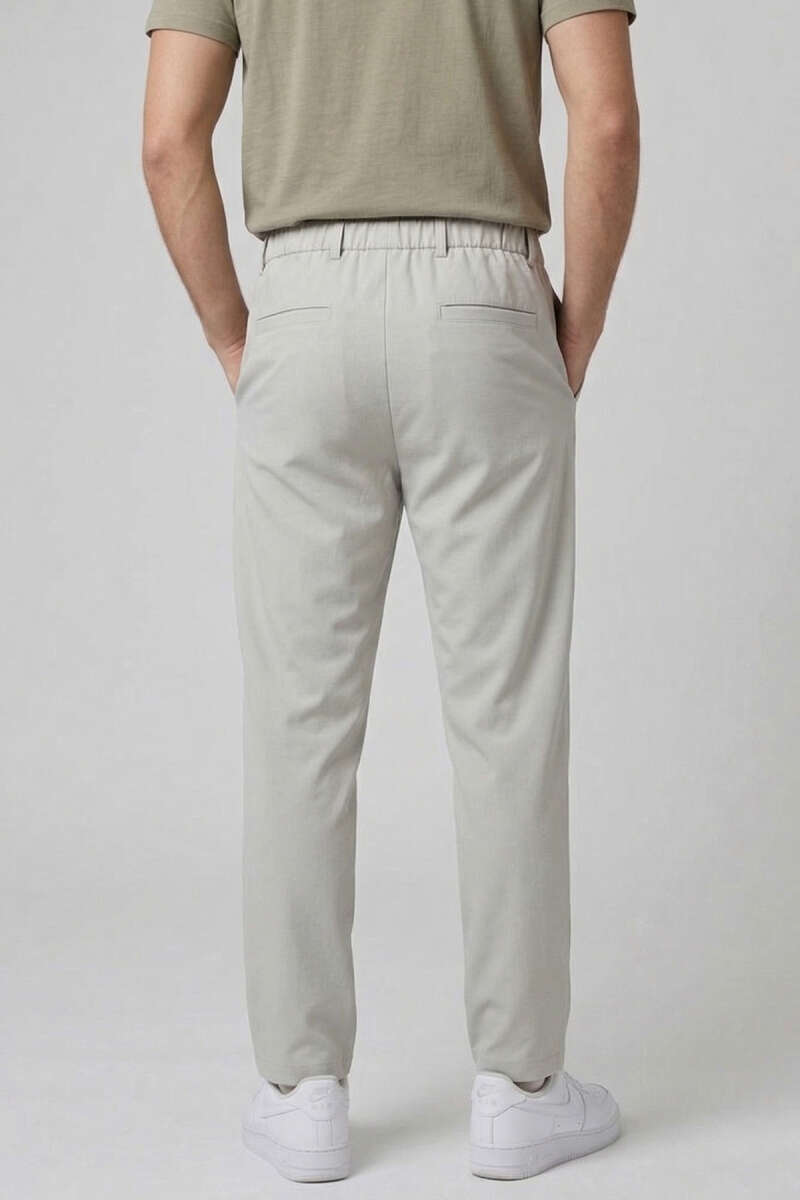 Beli Lastikli Cepli Erkek Pantolon Gri