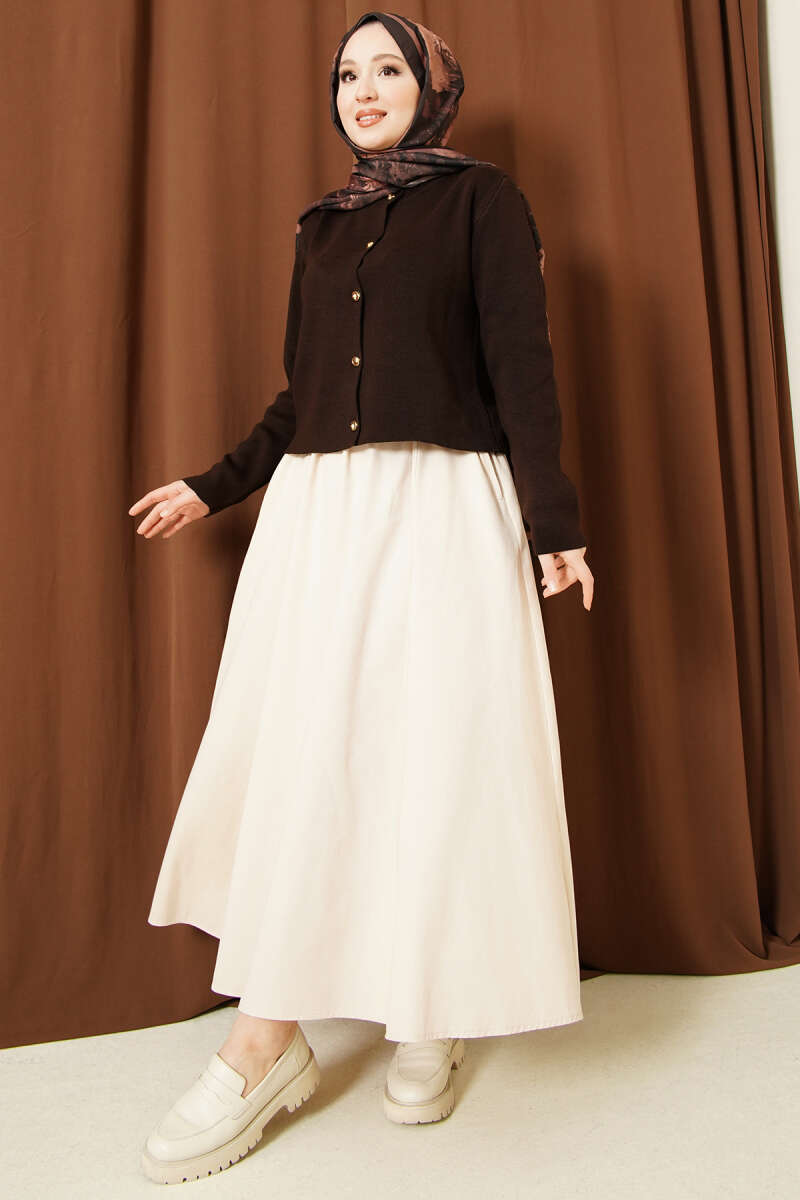 Gabardine Skirt with Elastic Waist Pockets Второстепенное изображение товара