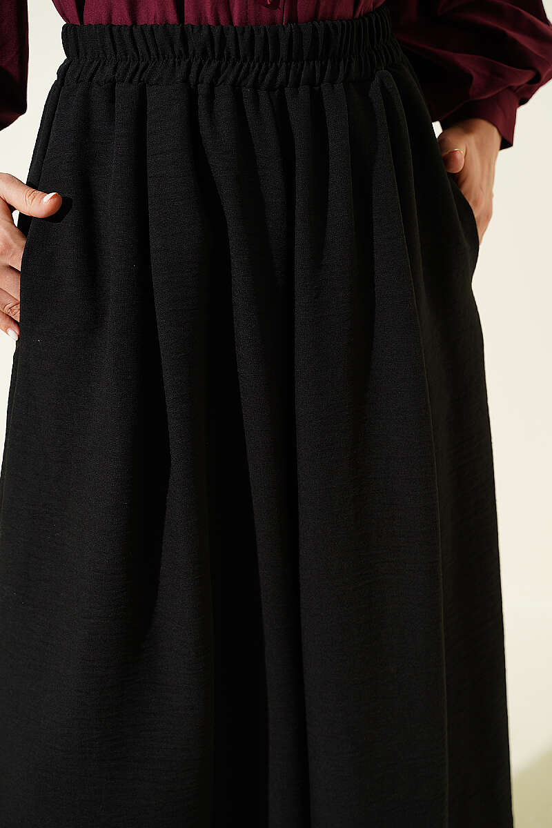 Beli Lastikli Pantolon Etek Siyah
