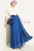 Ausgestellter ausgestellter Rock mit elastischer Taille Indigo