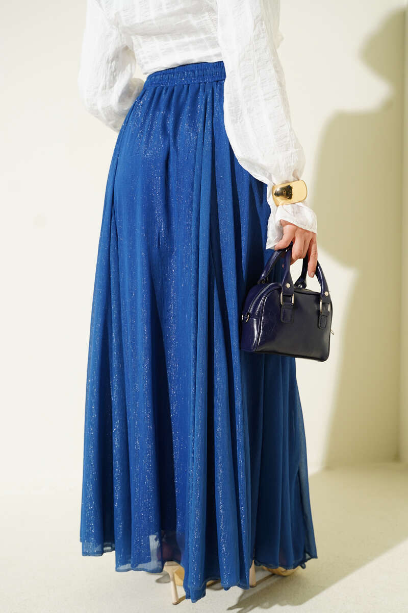 Ausgestellter ausgestellter Rock mit elastischer Taille Indigo