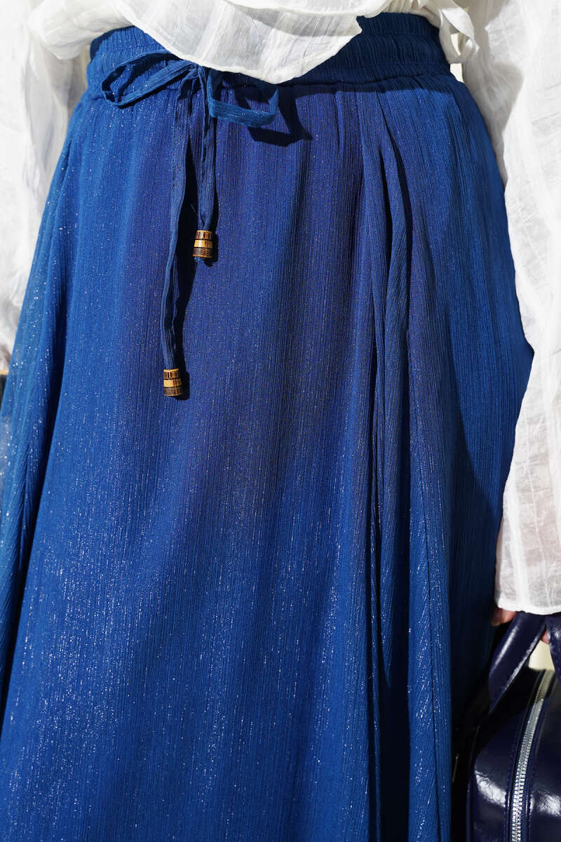 Ausgestellter ausgestellter Rock mit elastischer Taille Indigo