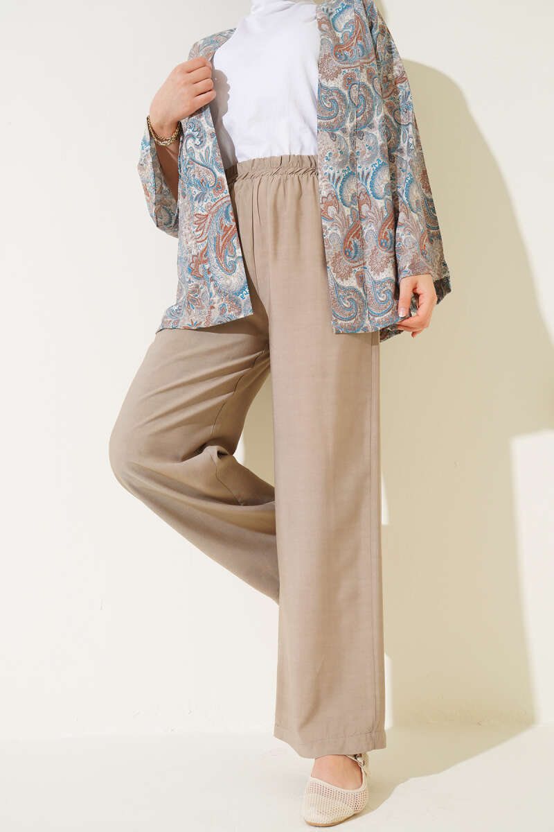 Beli Lastikli Tencel Pantolon